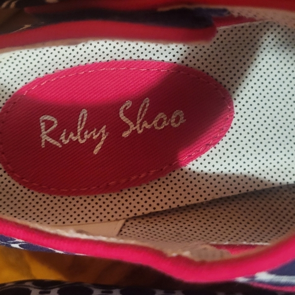 Ruby Shoo Mary Jane Bow Heels With Great Navy & White Pattern Size 6 - Picture 5 of 9